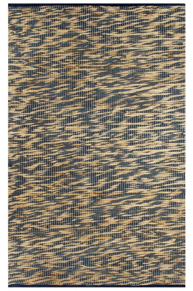 Ručne vyrobený jutový koberec modrý a prírodný 120x180 cm