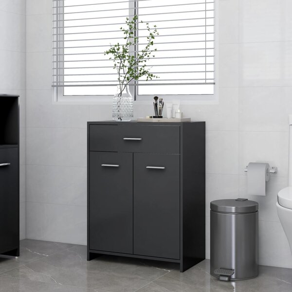Kúpeľňová skrinka, sivá 60x33x80 cm, kompozitné drevo