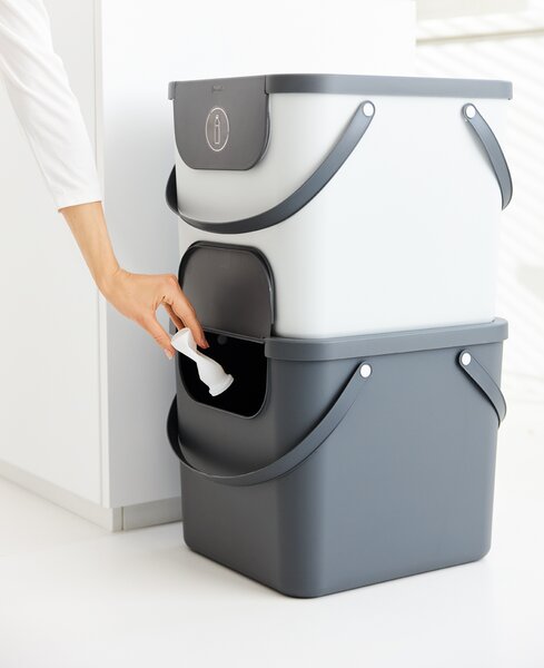 XL - Odpadkový kôš na triedený odpad ALBULA, 40 l, biely/antracit