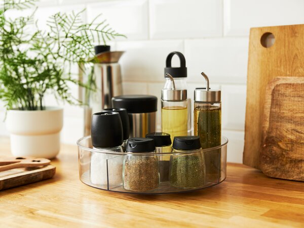Otočný organizér LAZY SUSAN Rotho - s priehradkami, 7 cm/pr. 28,5 cm
