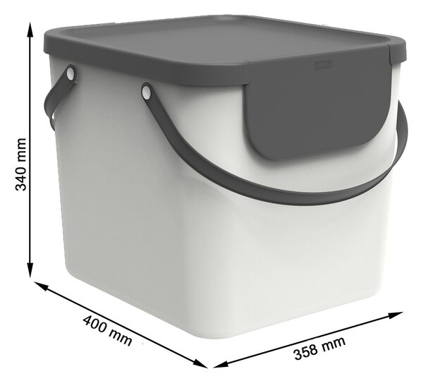 XL - Odpadkový kôš na triedený odpad ALBULA, 40 l, biely/antracit