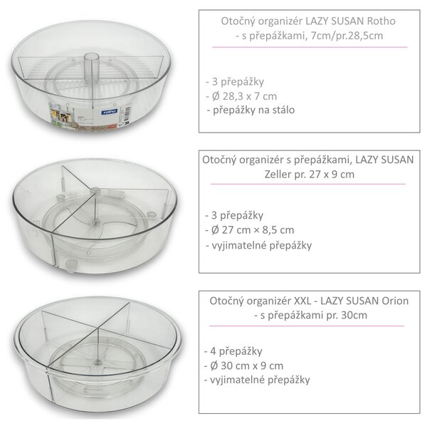 Zeller Present Otočný organizér s priehradkami, Zeller COMPACTA pr. 27 x 9 cm