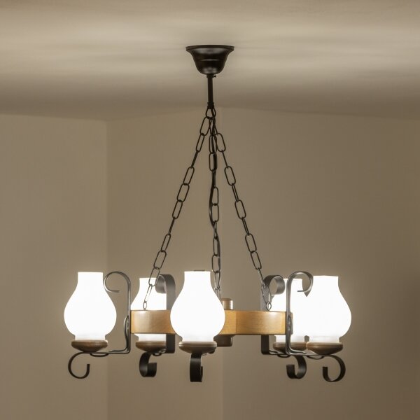 Brilagi - Luster na reťazi ROATA 5xE14/40W/230V pr. 50 cm buk/orech