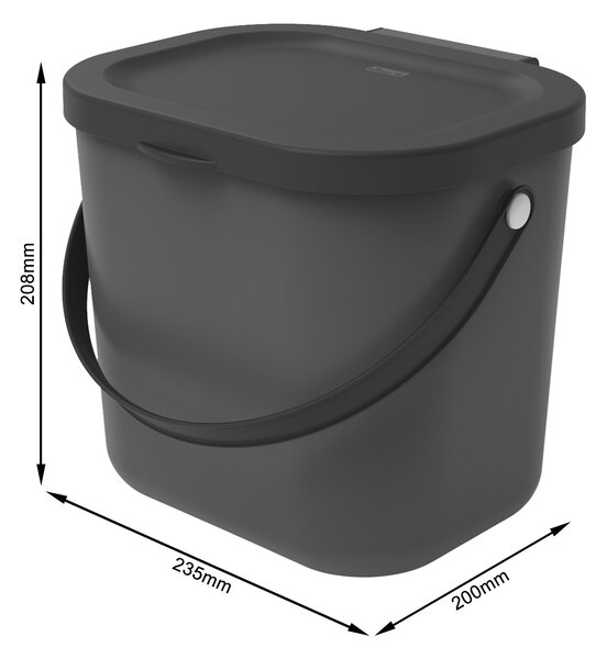Malý odpadkový kôš na bioodpad, 6 l ALBULA, antracit