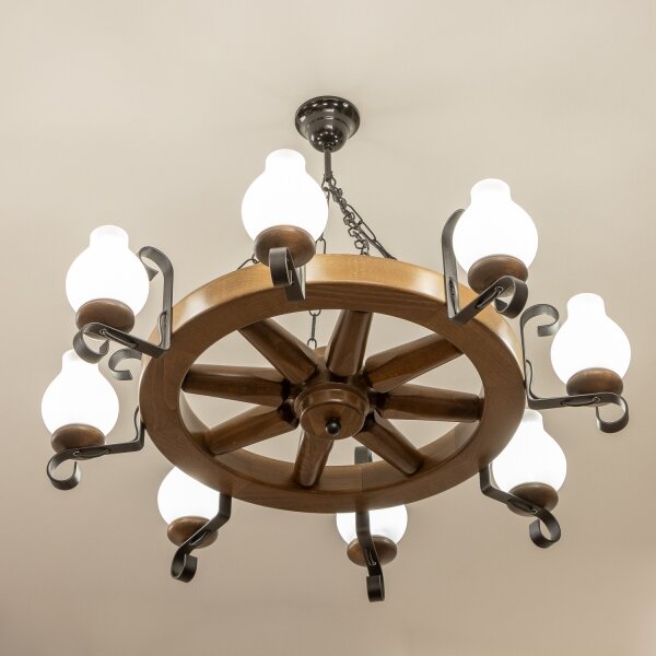 Brilagi - Luster na reťazi ROATA 8xE14/40W/230V pr. 70 cm buk/orech