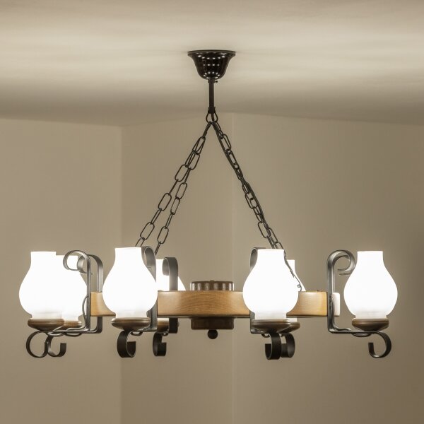 Brilagi - Luster na reťazi ROATA 8xE14/40W/230V pr. 70 cm buk/orech
