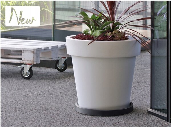 Podstavec pod kvetináč na kolieskach, okrúhly, antracit 37 cm