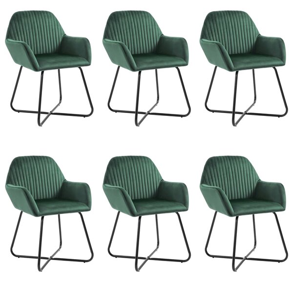 Jedálenské stoličky 6 ks zelené zamatové