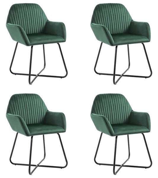 Jedálenské stoličky 4 ks zelené zamatové