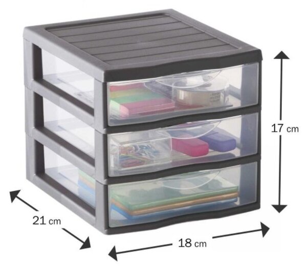 Úložný box s 3 zásuvkami, antracit, OFFICEMIX A6