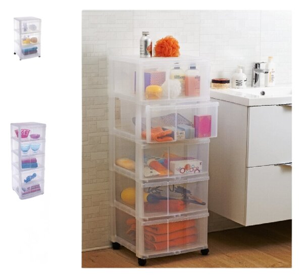 SUNDIS Úložný box s 5 zásuvkami, transparentný, ORGAMIX MAXI