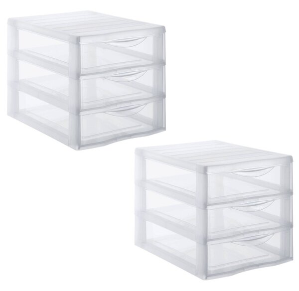 SUNDIS Úložný box s 3 zásuvkami, transparentný, ORGAMIX A4 3T