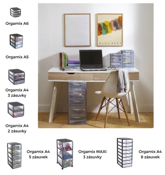 SUNDIS Úložný box s 5 vyššími zásuvkami, antracit, OFFICEMIX