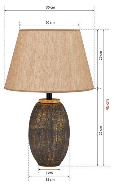 Sivá/béžová stolová lampa s textilným tienidlom (výška 46 cm) Yakamoz – Opviq lights