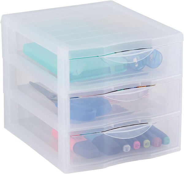 SUNDIS Úložný box s 3 zásuvkami, transparentný, ORGAMIX A4 3T