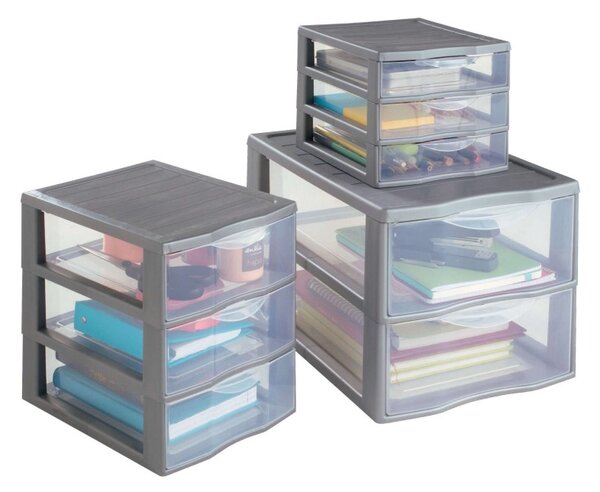 SUNDIS Úložný box s 3 zásuvkami, antracit, OFFICEMIX A5