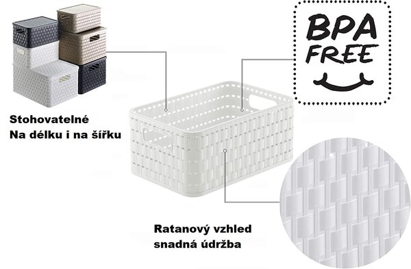 Rotho Úložný box Country 14 l biela