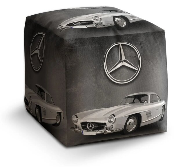 Sablio Taburet Cube Mercedes-Benz 300 SL Sivé pozadie - 40x40x40 cm