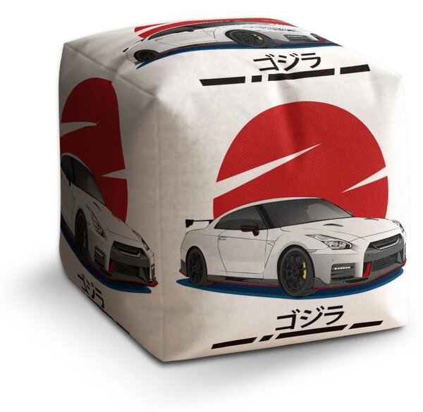 Sablio Taburet Cube Nissan GTR 35 Japonské slnko - 40x40x40 cm