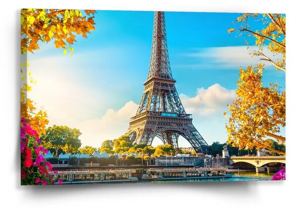 Sablio Obraz Paríž Eiffelova veža Flowers - 60x40 cm