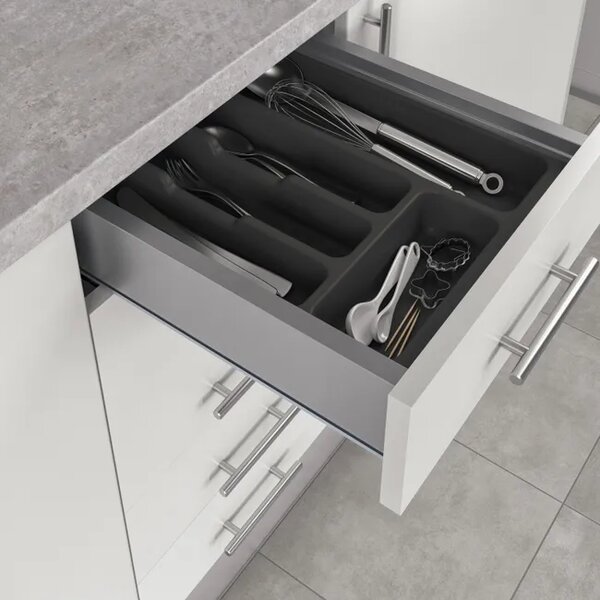 Vložka / príborník do 40 cm zásuvky - CUTLERY sivý plast 30 x 46 cm