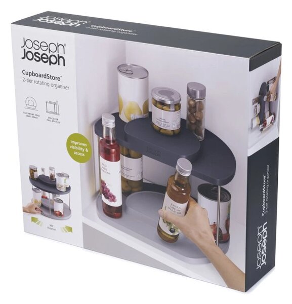Organizér so zásuvkou CUPBOARDSTORE 85196, sivá, 2-poschodová, otočná, Joseph Joseph