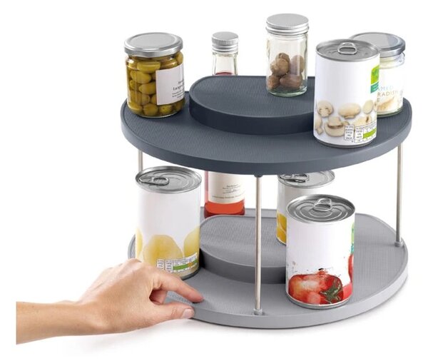 Organizér so zásuvkou CUPBOARDSTORE 85196, sivá, 2-poschodová, otočná, Joseph Joseph