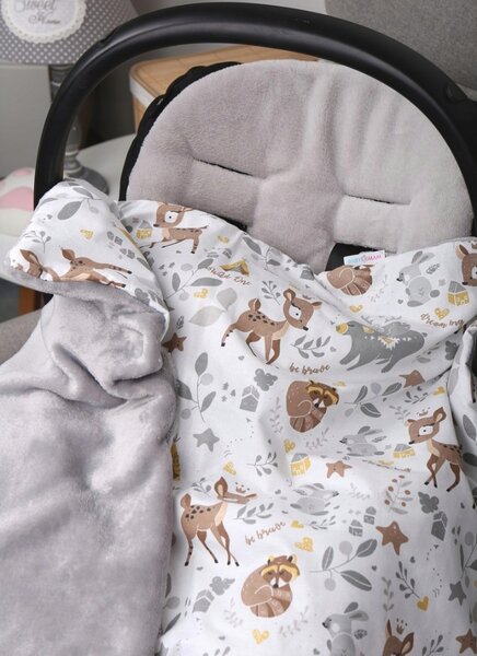 Vulpi Deka do kočíka, autosedačky plyš 75x50 Farba: sivá-srnky