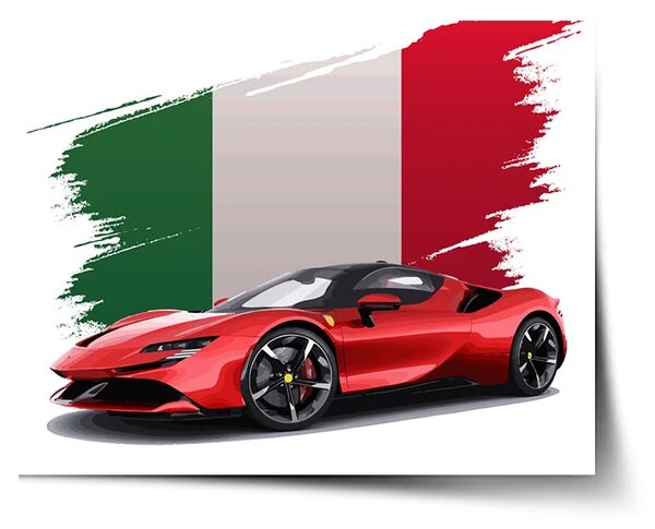 Sablio Plagát Ferrari Talianska vlajka - 60x40 cm