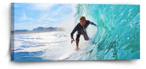 Sablio Obraz surfista na vlne - 110x50 cm