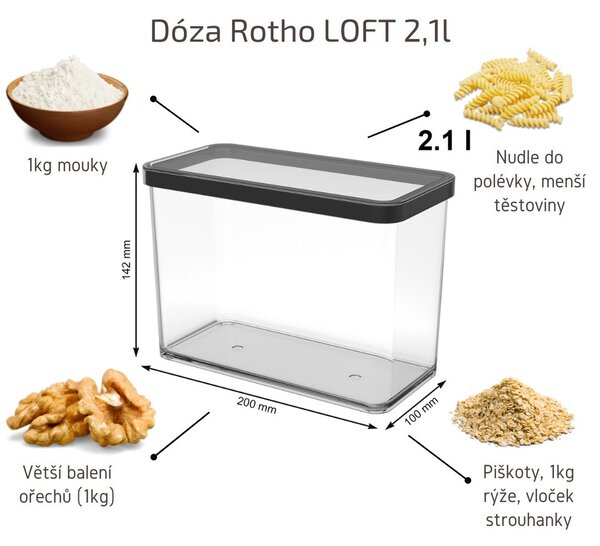 Dóza na potraviny 2,1l Rotho Loft - BIG Black, čierna