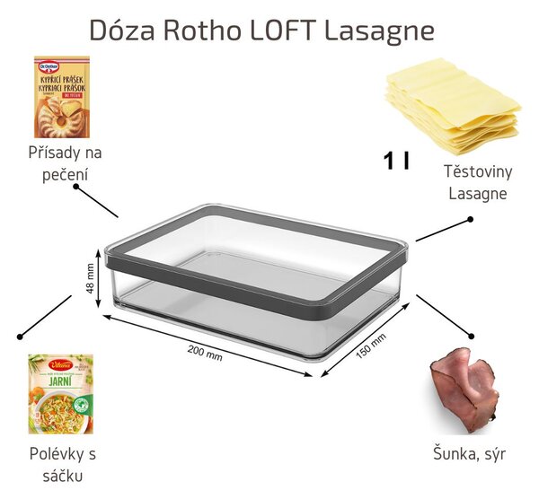 Rotho Loft Hranatá dóza 1 l