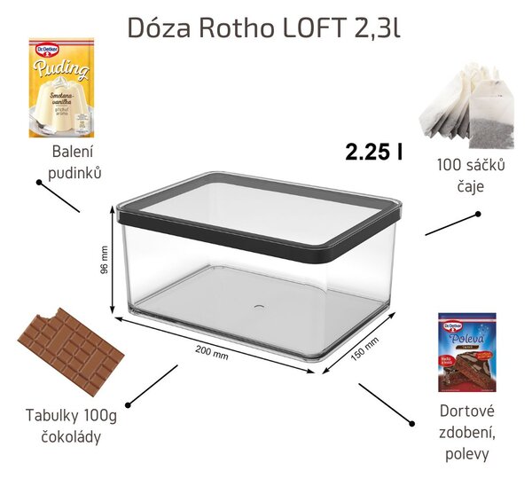 Dóza na potraviny 2,3l Rotho Loft - EXTRA Black, čierna