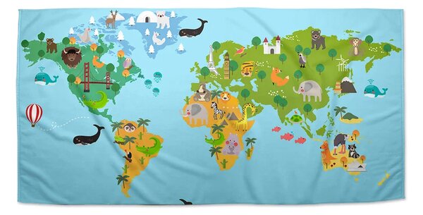 Sablio Uterák Zvieracia mapa sveta - 30x50 cm