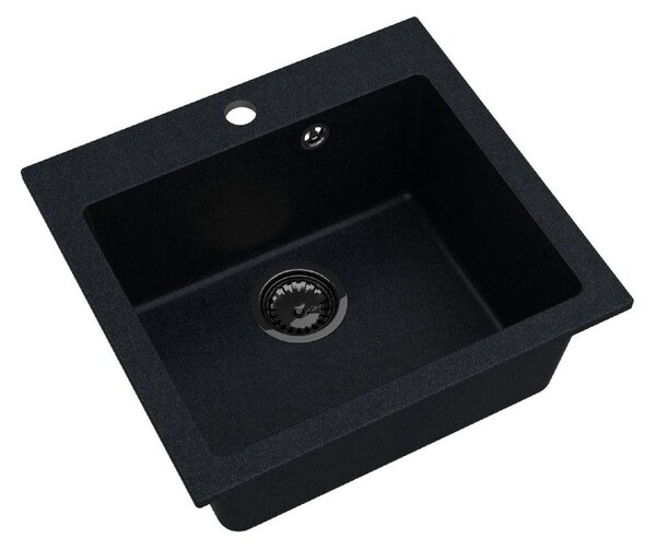 Sink Quality Ferrum 50, kuchynský granitový drez 490x450x195 mm + čierny sifón, brocade, SKQ-FER.B.1K50.XB