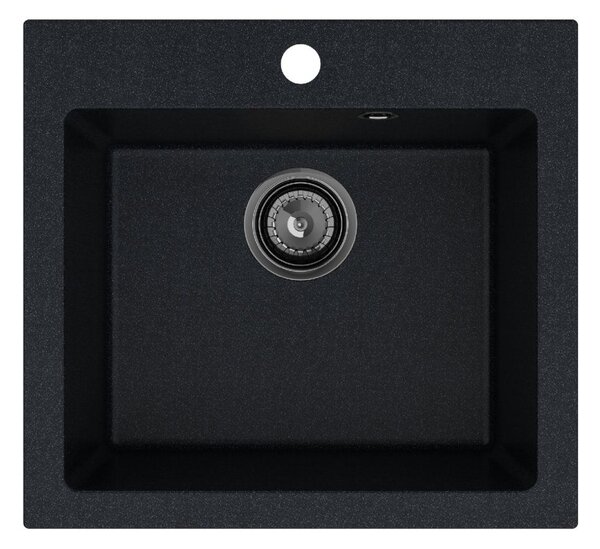 Sink Quality Ferrum 50, kuchynský granitový drez 490x450x195 mm + čierny sifón, brocade, SKQ-FER.B.1K50.XB