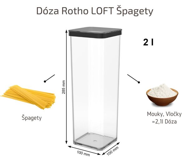 Dóza na potraviny Rotho Loft - ŠPAGETY, Black