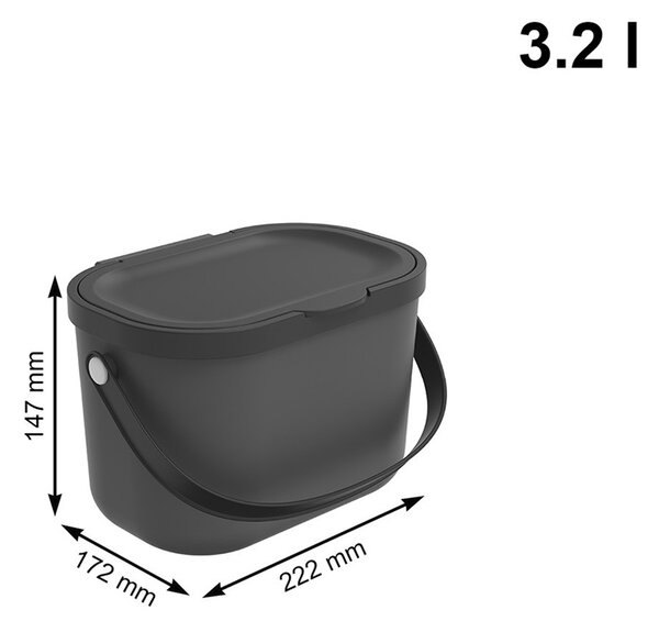 Závesný odpadkový kôš na dvierka, 3,2 l MINI-ALBULA, antracit