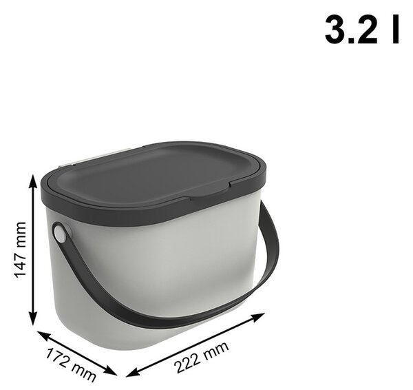 Závesný odpadkový kôš na dvierka, 3,2 l MINI-ALBULA, biela/antracit