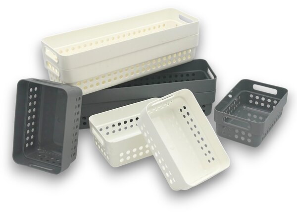 CONFORTIME Sada 2 košíkov na organizáciu, organizéry do zásuvky KOLE 24 x 7,5 cm - biele