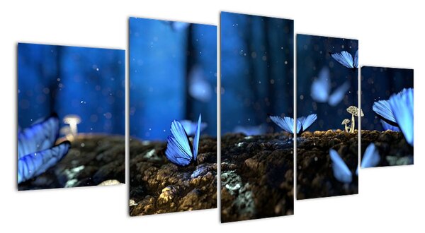 Obraz - modrí motýle (Obraz 150x70cm)