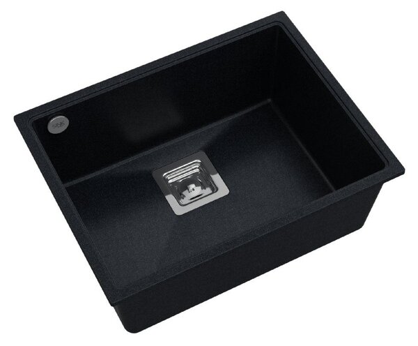 Sink Quality Argon 60, kuchynský granitový drez 550x420x225 mm + chrómový sifón, čierna škvrnitá-Brocade, SKQ-ARG.B.1KBO.60.X