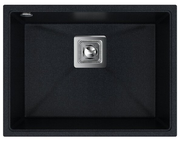 Sink Quality Argon 60, kuchynský granitový drez 550x420x225 mm + chrómový sifón, čierna škvrnitá-Brocade, SKQ-ARG.B.1KBO.60.X