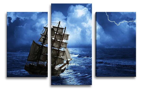 Sablio Obraz - 3-dílný Loď v búrke - 75x50 cm