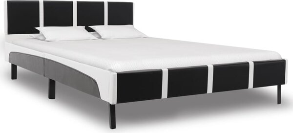 Rám postele čierno-biely umelá koža 160x200 cm