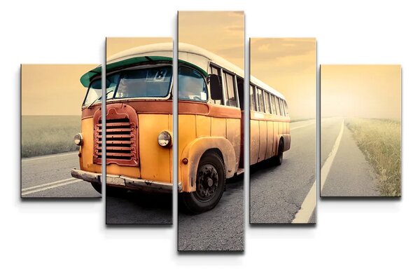 Sablio Obraz - 5-dílný Autobus veterán - 125x90 cm