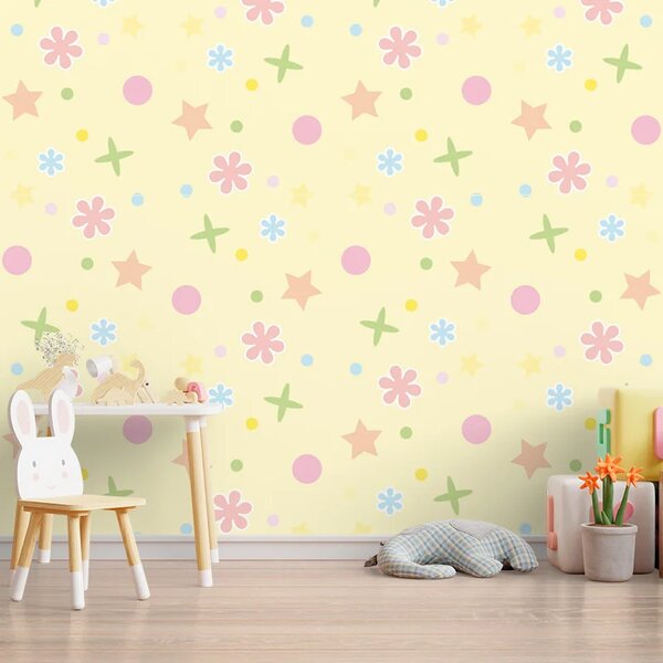 Sablio Tapeta Hviezdy, kvety a bodky - 125x75 cm