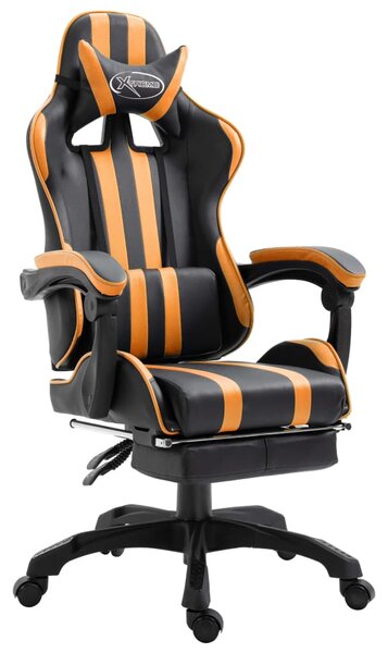 Herná stolička s opierkou na nohy, oranžová, umelá koža
