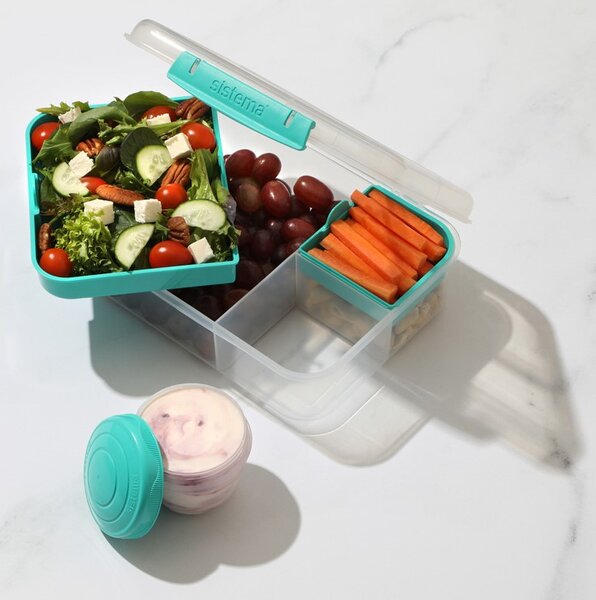 Sistema TO GO Trojkomorová krabička s nádobou na jogurt a 2 tácky 1,65 l