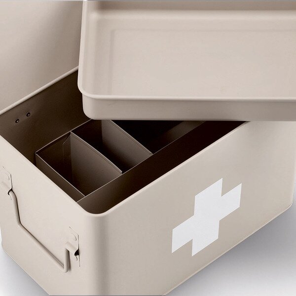 Zeller Present Lekárnička, kovový box na lieky, 2v1, béžová, MEDICINE XL 32x20x20